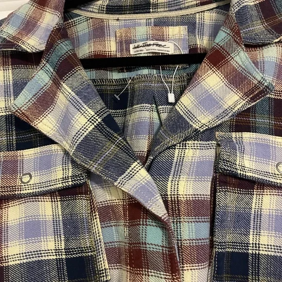 FP We The Free Izzy Plaid Cargo Shirt NWOT Size XS - Picture 6 of 6